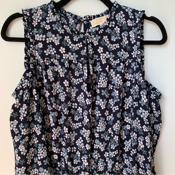 SIZE M MICHAEL KORS COLD SHOULDER FLORAL ROMPER KEYHOLE BACK LONG SLEEVE - Picture 9 of 11